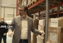 VUČIĆ OBIŠAO MAGACIN ZDRAVSTVENE OPREME I POKAZAO RESPIRATORE KOJI ĆE DOĆI U PONEDELJAK U NOVI PAZAR! (video)