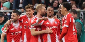 Bajern ubedljiv protiv Sankt Paulija: 5:0 Fudbaleri Bajerna slave gol protiv Sankt Paulija