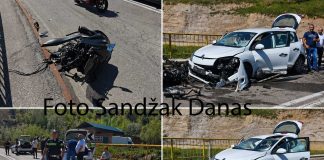 E. Etemović prošao sa lakšim povredama nakon teškog udesa kod Novog Pazara Motocikl i putnički automobil nakon sudara kod Lukara