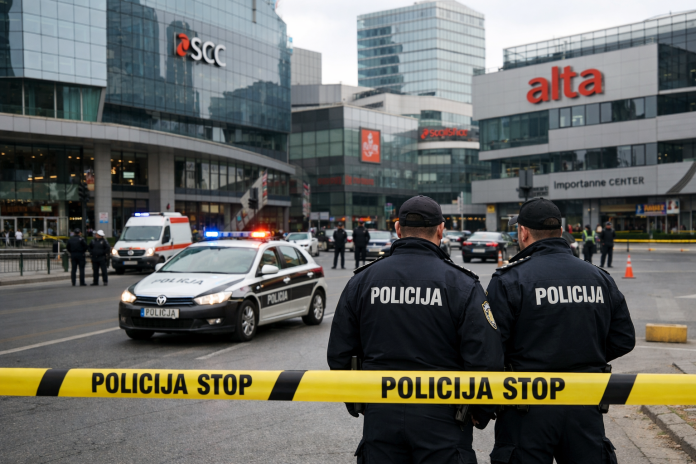 Policijske snage na mestu dojave o eksplozivnim napravama u tržnim centrima Alta i SCC u Sarajevu