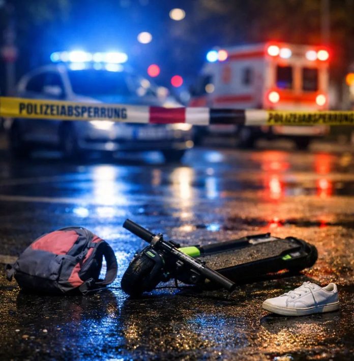 Policijska traka i ulica u Berlinu nakon saobraćajne nesreće