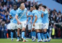 Mančester siti savladao Arsenal i približio se tituli Fudbaleri Mančester sitija slave pobedu protiv Arsenala 2:1