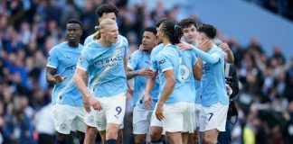 Mančester siti savladao Arsenal i približio se tituli Fudbaleri Mančester sitija slave pobedu protiv Arsenala 2:1