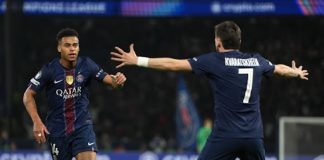 PSŽ i Atletiko slavili u prvim mečevima četvrtfinala LŠ Fudbaleri PSŽ-a slave gol protiv Liverpula u četvrtfinalu Lige šampiona