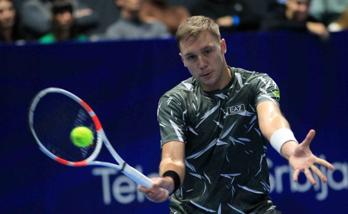 Andrej Rubljov tokom meča protiv Hamada Međedovića u Barseloni