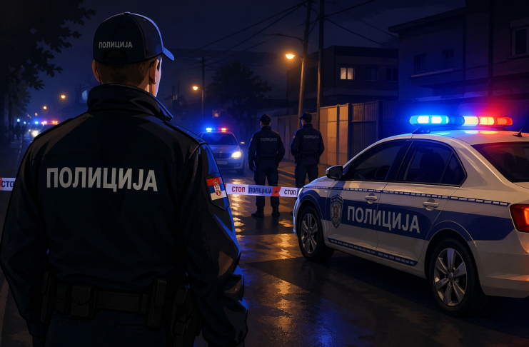 Policijska traka i službenici tokom istrage u Kragujevcu