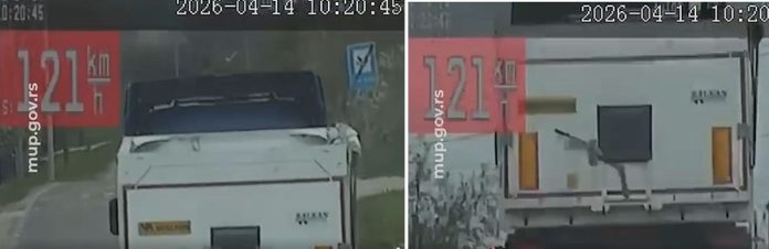 Policija zaustavlja kamion nakon kontrole brzine u naselju