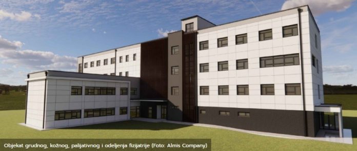 Ilustracija novog bolničkog kompleksa u Novom Pazaru prema urbanističkom projektu
