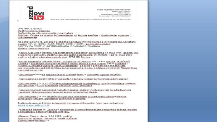 Zgrada opštine u Sjenici i dokumentacija koja se traži zbog privremenog odlaganja otpada