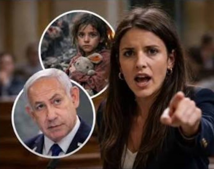 Irene Montero tokom govora u Evropskom parlamentu, uz kritike upućene EU
