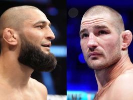 Šon Striklend slavi pobedu protiv Hamzata Čimajeva u UFC meču