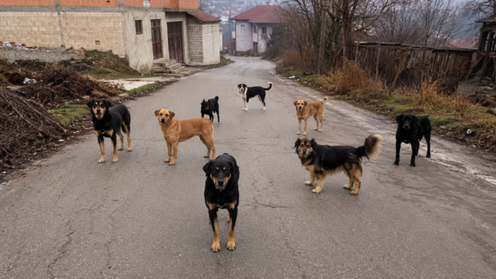 Ilustracija pasa lutalica u naselju