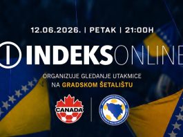 Navijači okupljeni na Gradskom šetalištu u Novom Pazaru za meč Kanada – Bosna i Hercegovina