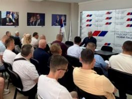 Sastanak Gradskog odbora SNS-a u Novom Pazaru povodom skupa u Beogradu 27. juna