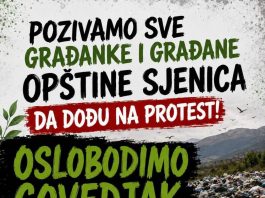 Okupljanje meštana Goveđaka kod deponije u blokadi u Sjenici