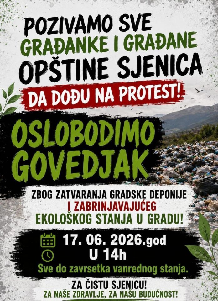 Okupljanje meštana Goveđaka kod deponije u blokadi u Sjenici