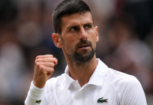 Đoković posle maratona u polufinalu Vimbldona, čeka Siner Novak Đoković slavi poen tokom četvrtfinala Vimbldona protiv Feliksa Ožea-Alijasima