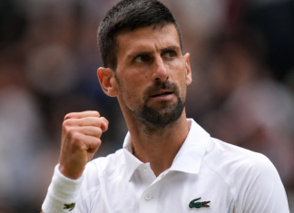 Đoković posle maratona u polufinalu Vimbldona, čeka Siner Novak Đoković slavi poen tokom četvrtfinala Vimbldona protiv Feliksa Ožea-Alijasima