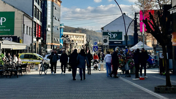 Zgrada i ulica u Novom Pazaru, ilustracija zarada i zaposlenosti