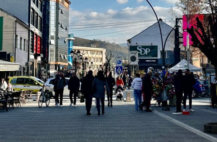 Zgrada i ulica u Novom Pazaru, ilustracija zarada i zaposlenosti