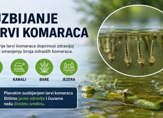 Planirano suzbijanje larvi komaraca u Novom Pazaru Radnici i oprema za tretman larvi komaraca na vodenim površinama u Novom Pazaru