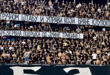 30.000 Grobara u Humskoj: podrška Rasimu Ljajiću Navijači Partizana na stadionu u Humskoj tokom revanš utakmice protiv Hetafea