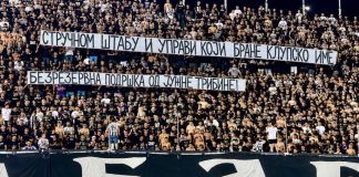 30.000 Grobara u Humskoj: podrška Rasimu Ljajiću Navijači Partizana na stadionu u Humskoj tokom revanš utakmice protiv Hetafea