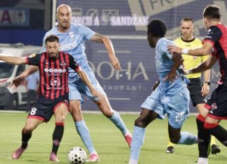 Novi Pazar i Mačva remizirali 1:1 na Gradskom stadionu Fudbaleri Novog Pazara i Mačve tokom utakmice na Gradskom stadionu