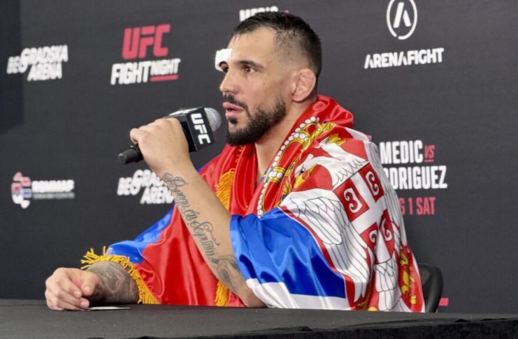 Aleksandar Rakić tokom meča u Beogradskoj areni nakon pobede