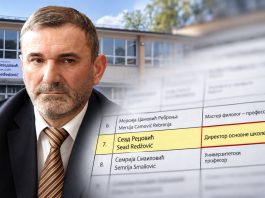 Ilustracija školskog rukovodstva i dokumenta s unosom zanimanja u poslaničkoj listi