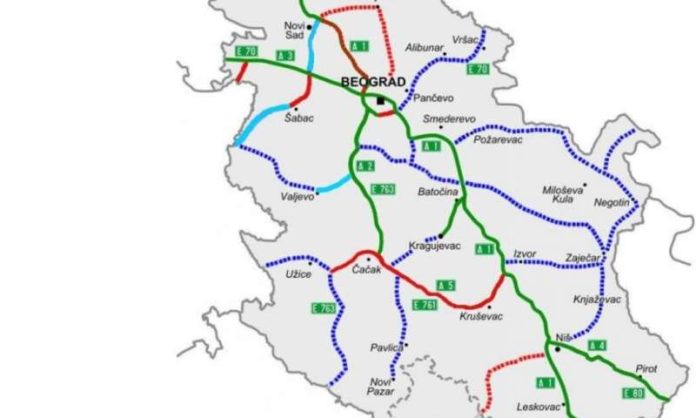 Ilustracija trase motoputa Kraljevo–Novi Pazar sa vezom Raška–Jarinje