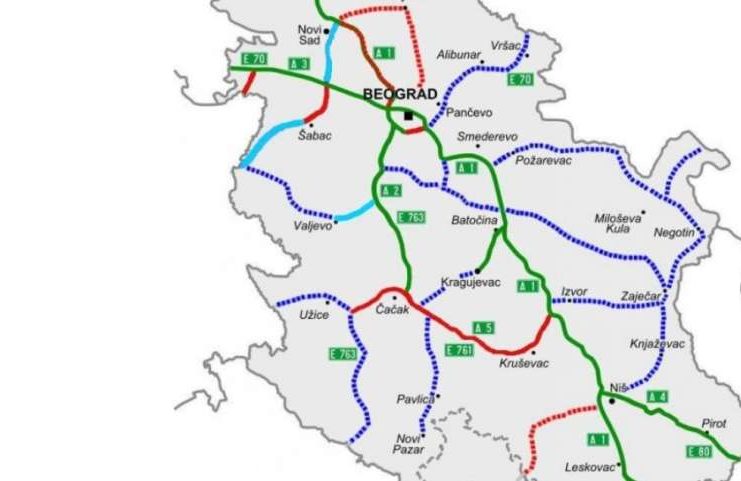 Ilustracija trase motoputa Kraljevo–Novi Pazar sa vezom Raška–Jarinje