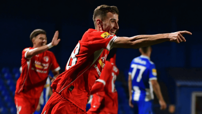 Semir Alić slavi pogodak za Radnički 1923 protiv OFK Beograda